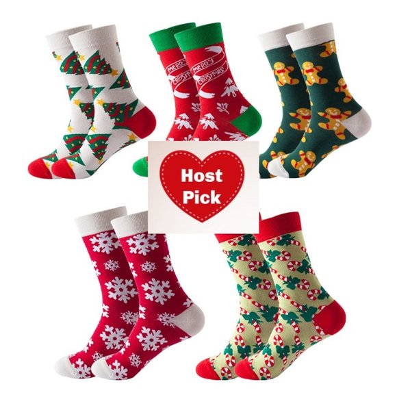 Colorful Christmas Socks Women's size 5-11 Crew Socks 3-Pack - Picture 1 of 2